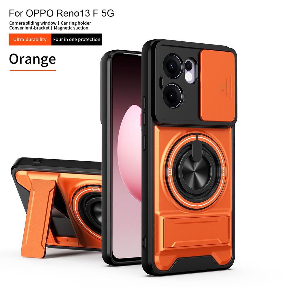 KEYSION Магнитный чехол для телефона OPPO Reno13 Pro 5G Reno13 F 5G Защита камеры со сдвижной крышкой Вертикальная подставка Кольцо Ударопрочный чехол
