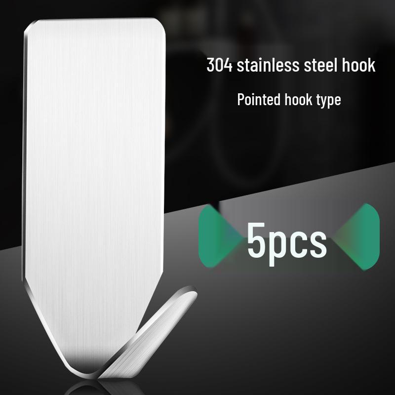 Stainless Steel Adhesive Wall Hook for Clothes, Coats, and Hats - No-Punch Installation, Ideal for Kitchen and Bathroom.