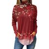 Women's Fashionable Casual High Neck Printed Long Sleeve T-Shirt Pullover Top