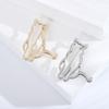 Blucome New Fashion Smooth Surface Cat Brooch Creative Gold Color  Alloy Animal Pin Versatile Women Accessories