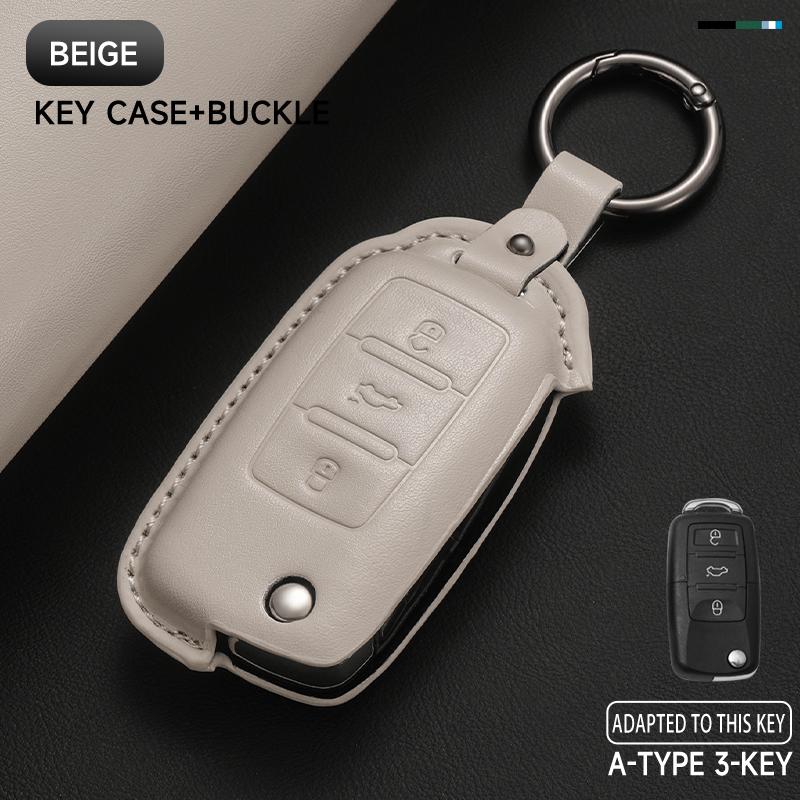 KTDJ9 Leather Car Key Cover Case Protection Shell Keychain For Skoda Octavia A5 kodiaq Fabia Scala Karoq Superb Kamiq Rapid Yeti