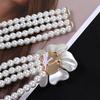 Elastic Metal Buckle Flower For Girls Dress Decoration Faux Pearl Korean Belt Women Waistband