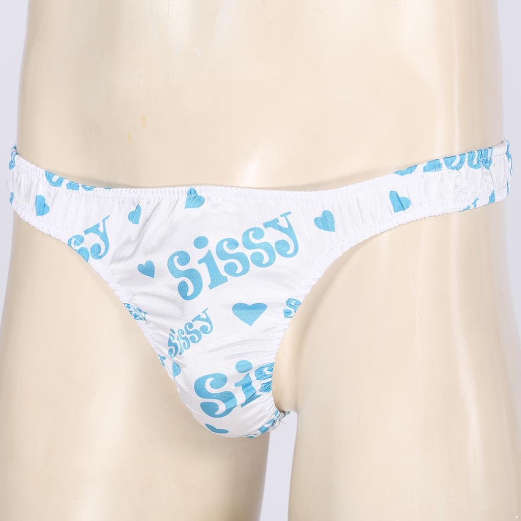 Men's Sexy Comfortable Underwear Shiny Ruffled Sissy Bikini Briefs Thong