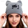 Popular Women's Cat Embroidery Cat Ears Knitted Hat Lovers Birthday Gift Animal Knitted Hat
