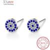 Charms Pure 925 Sterling Silver Earrings Cz Lucky Turkey Evil Of Eye Tiny Stud Earrings For Women Rose Gold Jewelry