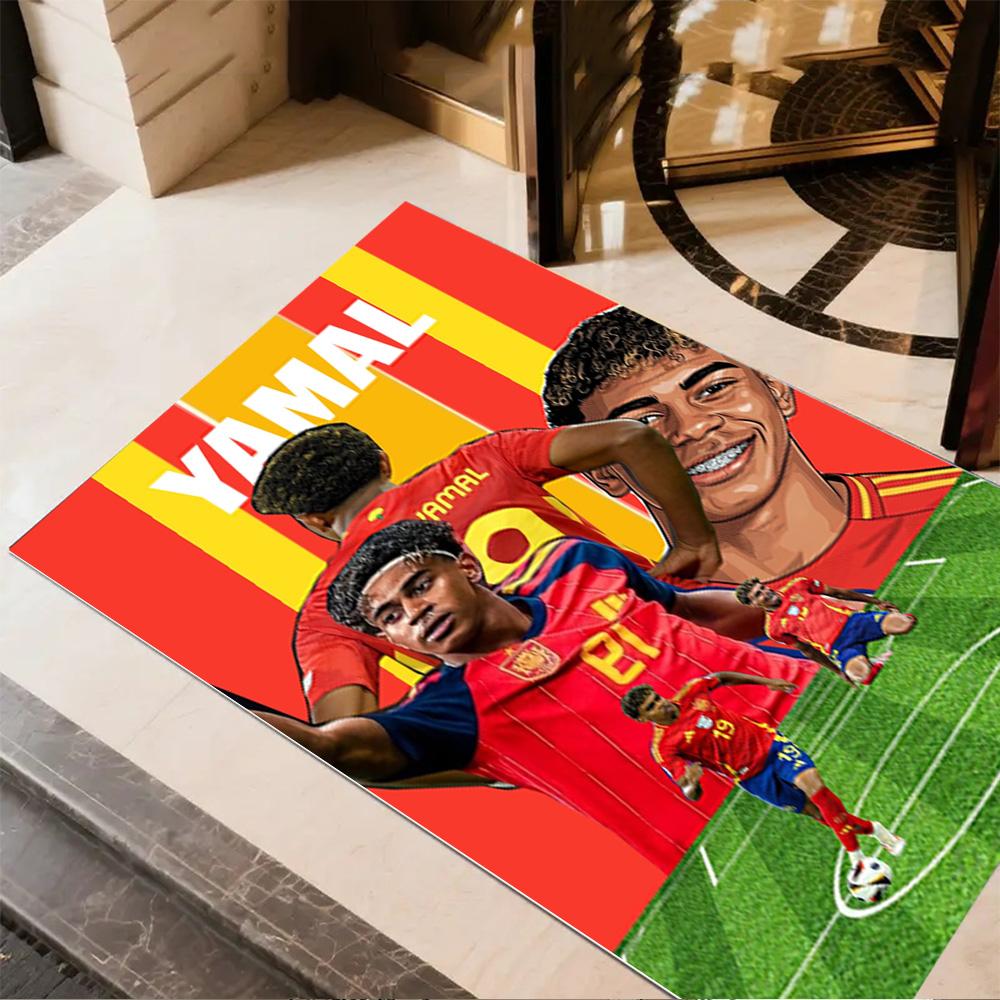 Lamine Yamal's Soccer Journey Carpet Perfect for Balcony Outdoor Dining Room Entryway Anti-slip Rug Anime Office Decor Wedding Party Gift
