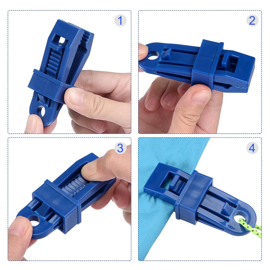 M METERXITY 12pcs Tarp Clip Tent Awning Clamp Fixed Sliding Snap Strong Locking Grip for Outdoor Camping Swimming Pool Blue