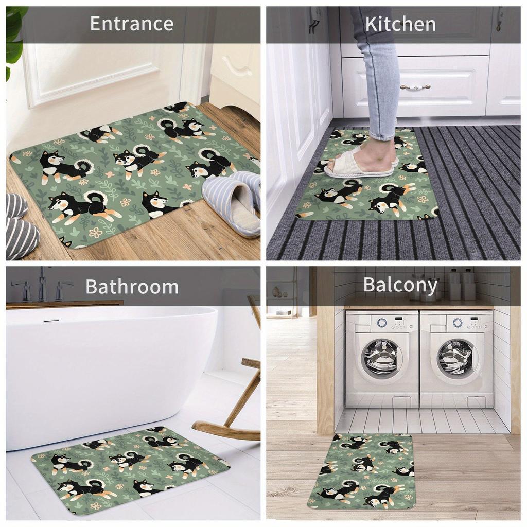 1PC Shiba Inu Kitchen Rug Non-Slip Door Mats Pop design Bathroom Rug Bath Mat Carpet for Home Sink Laundry Decor