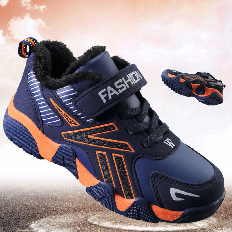 Size 28-40 Is Suitable for 5-18 Years Old Children's Sports Shoes Winter Plus Velvet Warm Waterproof Boy Student Casual Boy Cotton Shoes