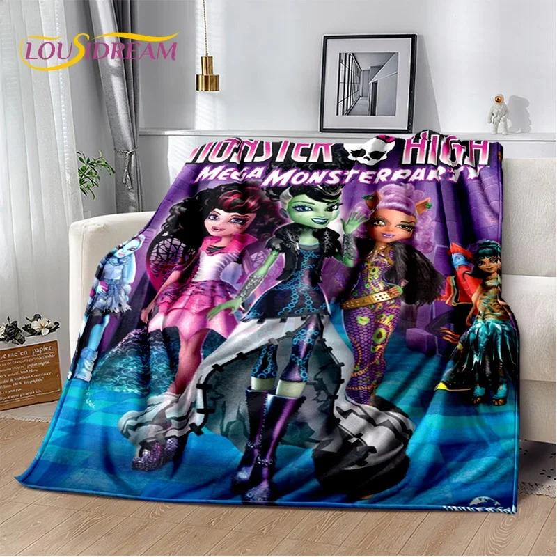 Мягкие одеяла с героями мультфильмов Monster High Draculaura Vampire, сохраняющие тепло, удобные для пикника, кровати, дивана, дома, спальни, детей