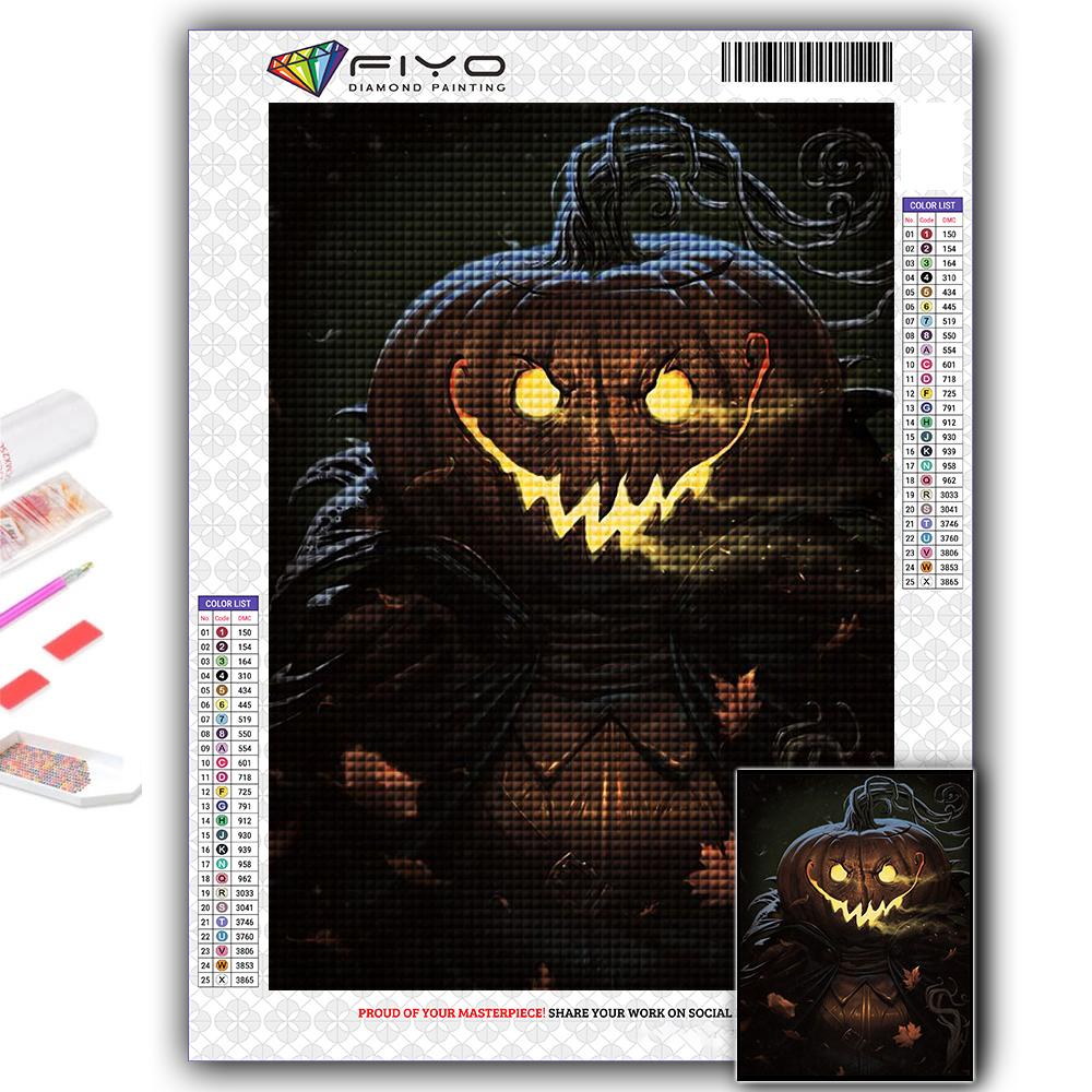 5D Алмазная картина Хэллоуин Страшная голова тыквы Человек DIY Алмазная вышивка Горный хрусталь Украшение дома