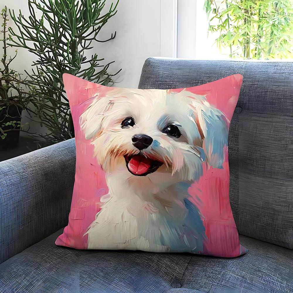 Oil Painting West Highland Terrier Cushion Cover Comfortable Reversible Pillow Cover Ideal for Car Sofa Bedroom Beyond