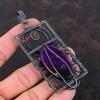 Кулон из фиолетового огненного лабрадорита, кулон, обернутый медной проволокой, оригинальный кулон с драгоценным камнем, медное украшение ручной работы, подарок для него, украшение, обернутое проволокой
