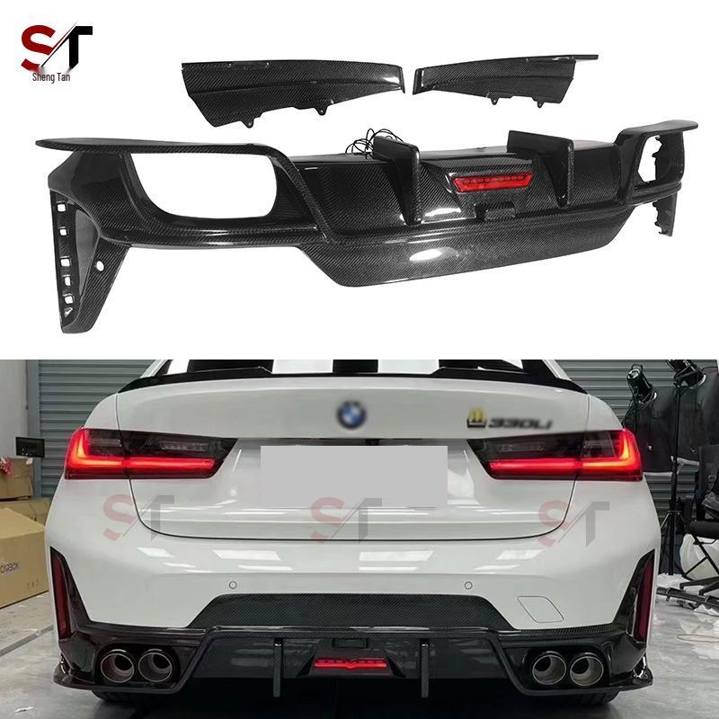 Угловые накладки на задний бампер из углеродного волокна для BMW 3 серии G20/G28 с подсветкой