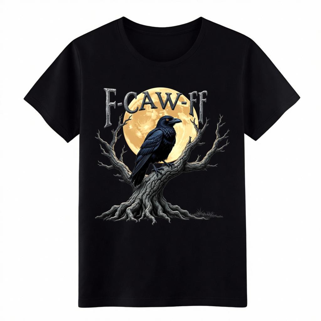 F-Caw-FF Funny Raven Moon Gothic Halloween Graphic T-T-Shirt for Men WoMen
