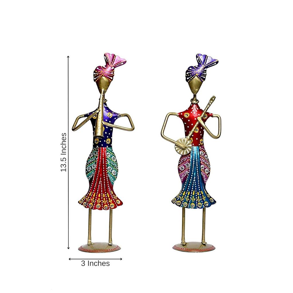 Музыканты племени железных орудий сардар Декоративный подарочный предмет, экспонат для домашнего декора, многоцветный (Длина 9 дюймов * Высота 13,5 дюймов) - Набор из 3 шт.