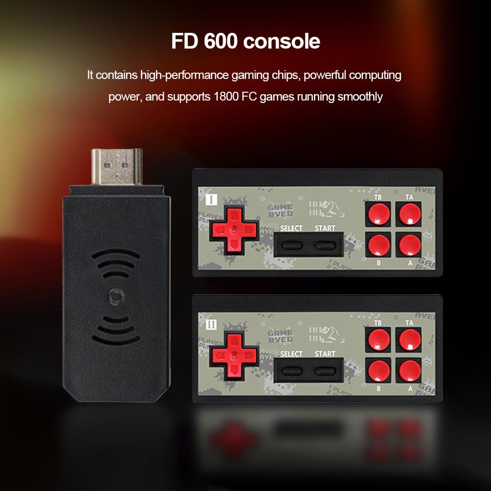 Игровая приставка Fd600, портативный игровой плеер, HDMI-совместимый классический 8-битный контроллер 1800, двойной беспроводной контроллер