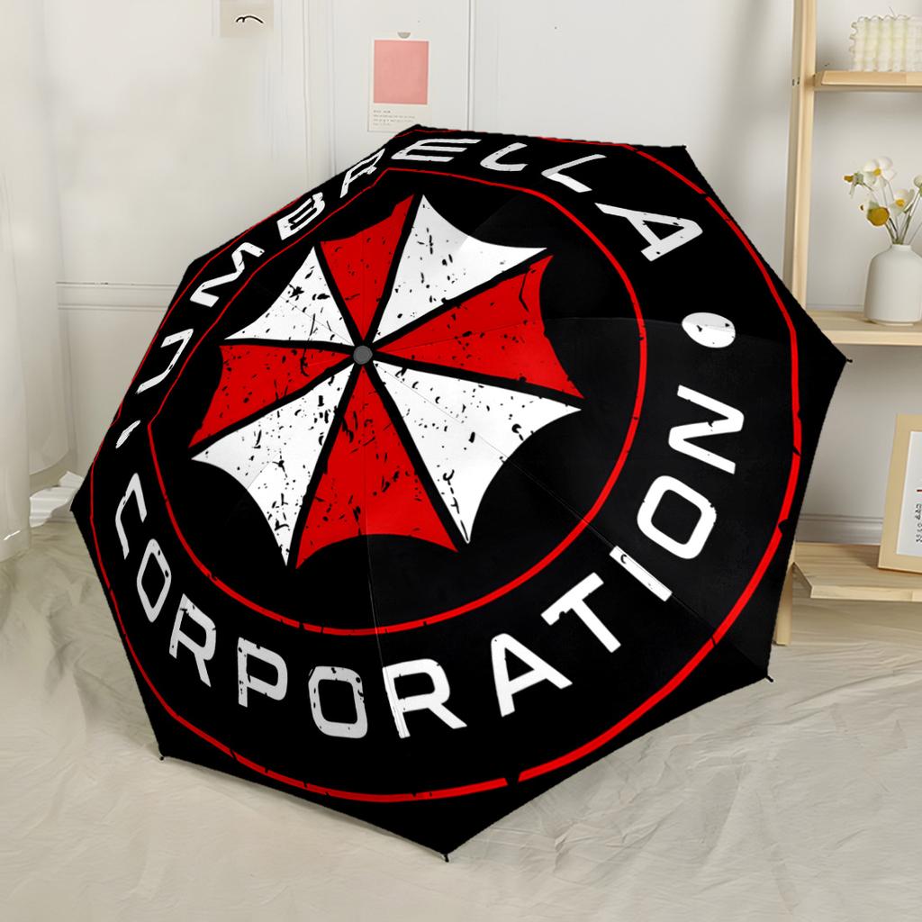 Umbrella Corporation Emblem Compact Travel Automatic Umbrella Compact 8-Rib Design Compact Design for Outdoor Daily Use Outdoor Accessory