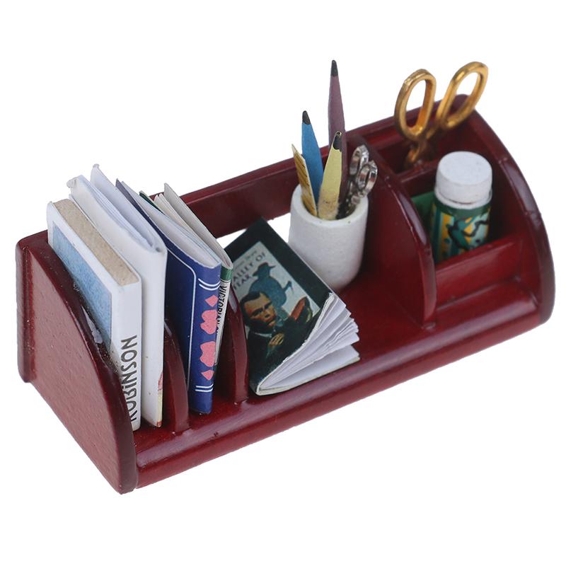 1:12 Doll House Miniature Wooden School Things Book Shelf Accessories
