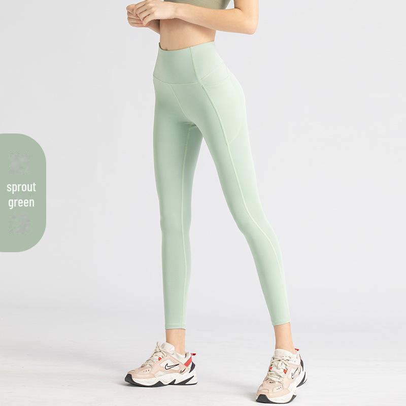 Женские штаны для йоги персикового цвета с высокой талией и подъемом бедер