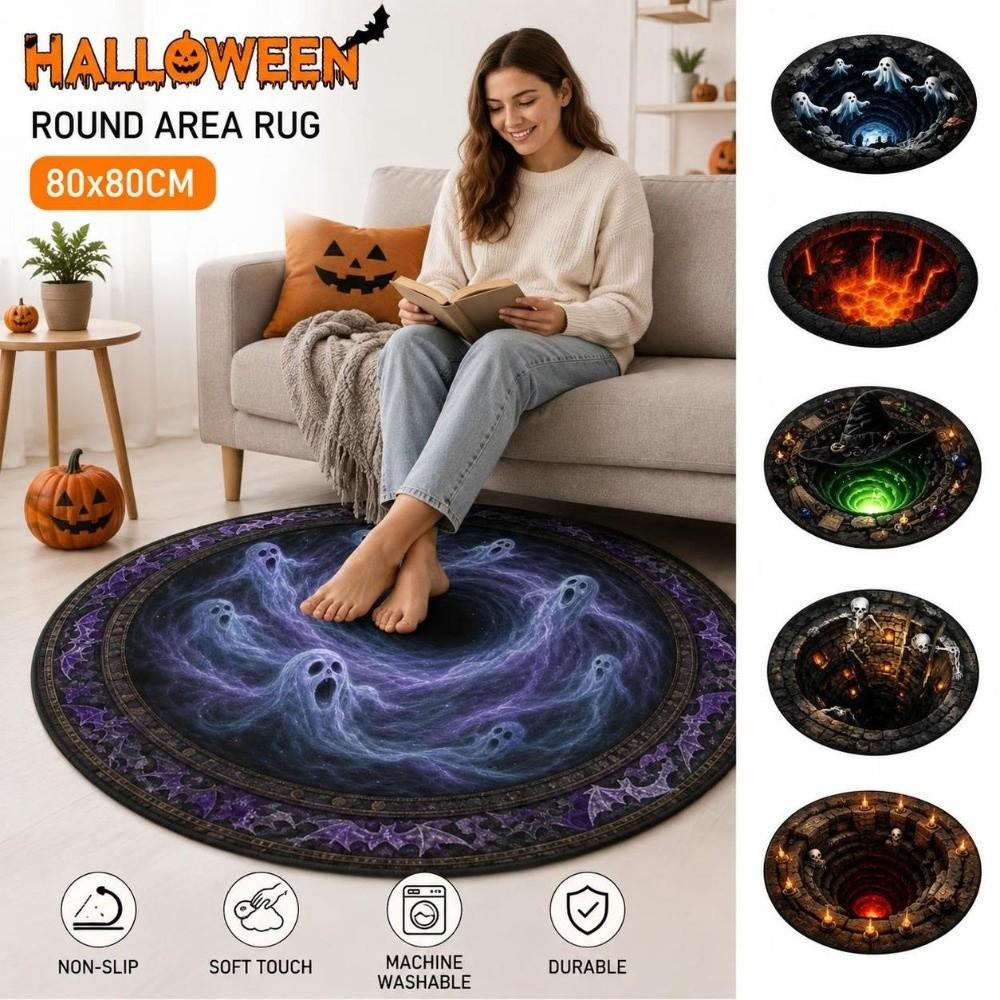 3D Special-shaped Round Carpet Crystal Velvet Optical Illusion Rug Floor Mat Living Room Decor