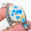Natural K2 Blue Azurite, Blue Topaz 925 Sterling Silver Pendant 2.25" N8t15