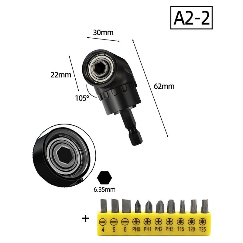 Переходник-головка с углом 105 градусов 1/4 дюйма Удлинитель Шестигранная насадка для дрели Регулируемый держатель для отвертки Шлицевой Phillips Электроинструменты Ручные инструменты
