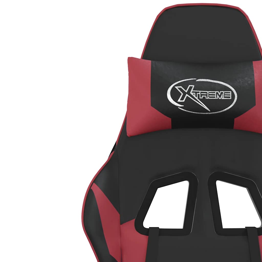Gaming Chair with Massage Function Black and Burgundy Artificial Leather