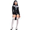 Leather Nun Uniform Halloween Costume PU Leather Punk Nun Costuecos