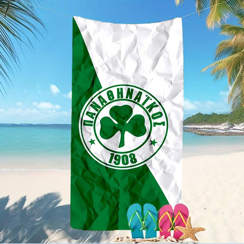 Beach Towel with Panathinaikos FC Pattern - soft,absorbent,machine washable Lightweight&Modern,swimming,Travel Essentials