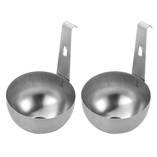 2Pcs Stainless Steel Egg Poacher Non-Stick Hanging Ears Egg Molds for Soft Hard Boiled Eggs Quick Meal Prep Tools