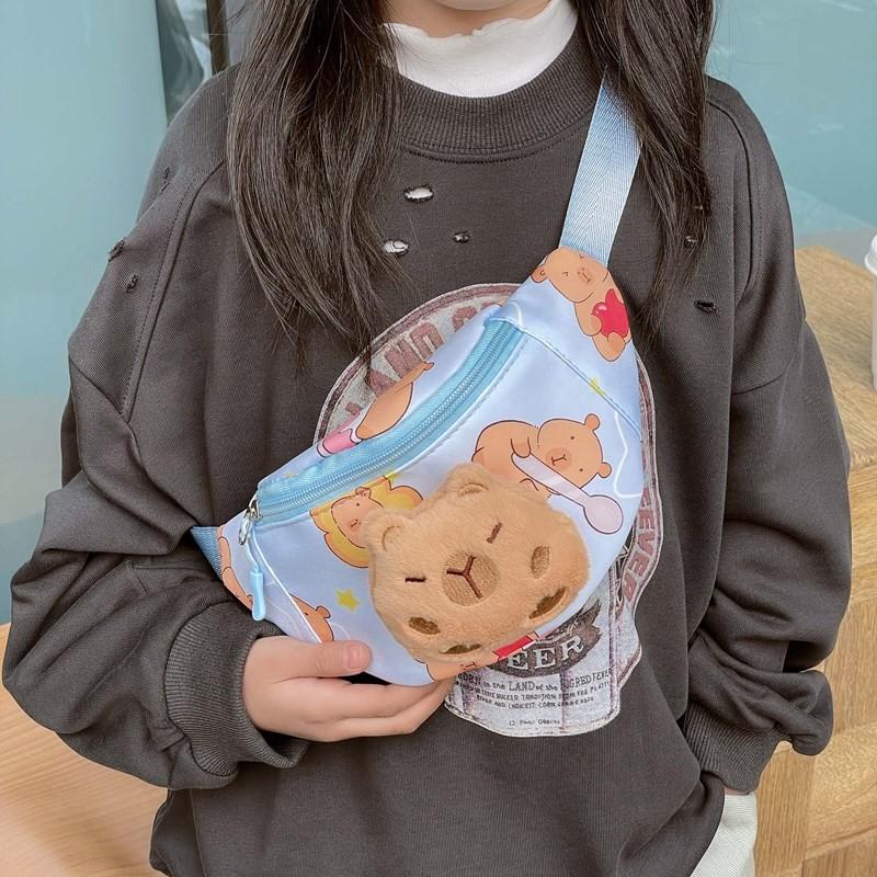 Cute And Fun Capybara Themed Children's Chest Bag Durable Polyester Lining For Everyday