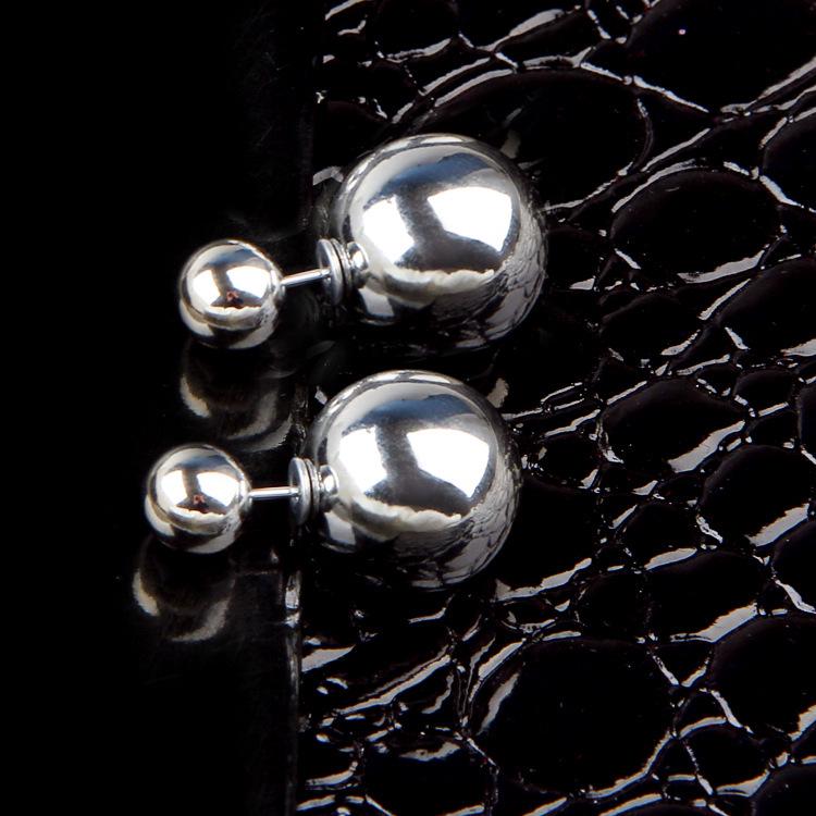 Cute Beans Korean Double-Sided Pearl Ball Earrings - Trendy, Versatile Jewelry