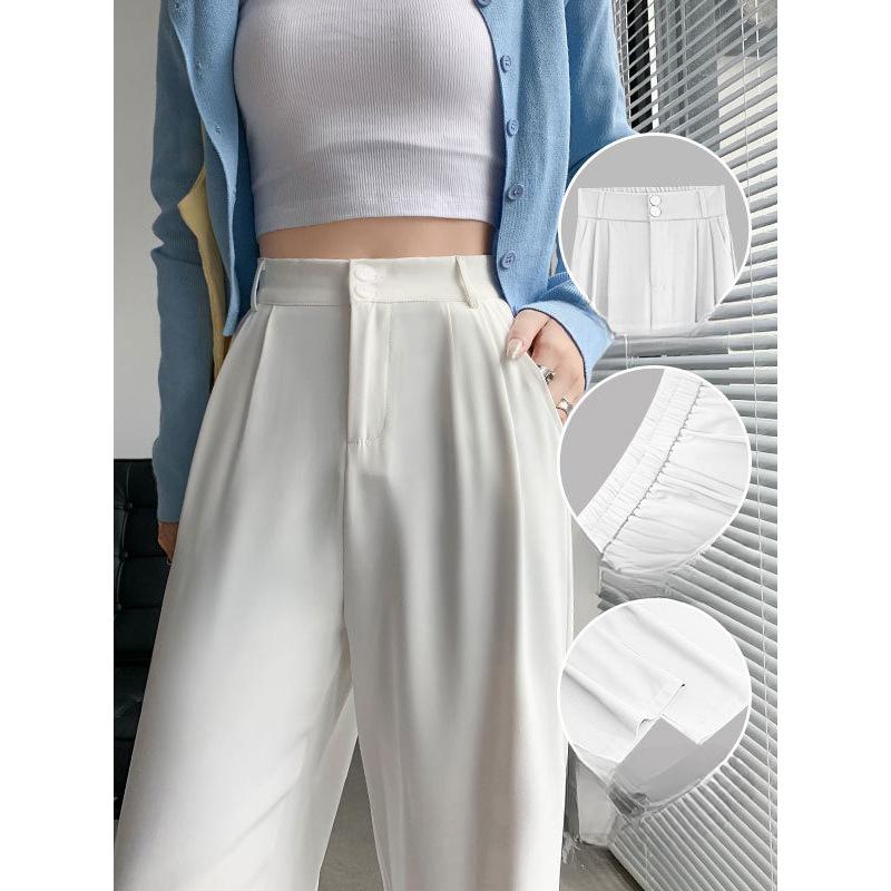Свободные брюки-костюм женские жаркий сезон высокая талия и тонкая грушевидная фигура драпировка широкие брюки