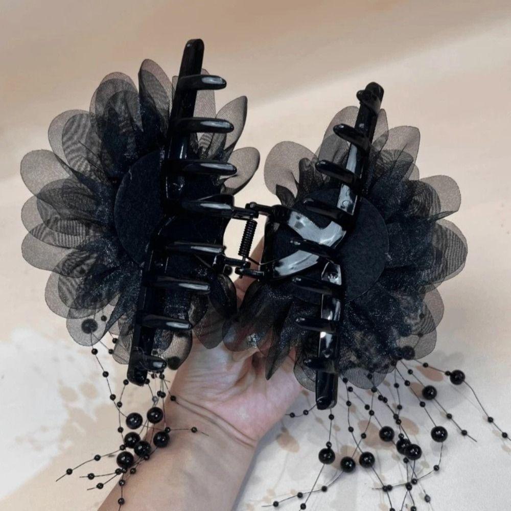 Пластиковая заколка-краб с кисточкой, модные аксессуары для волос, заколки-банты, для девочки