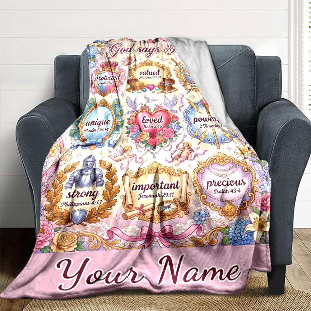 God'S Affirming Words Lightweight Blanket Warmthful Decor Suitable For Sofa Couch Office Bed Picnics Ideal For All Seasons Versatile Accessory Perfect