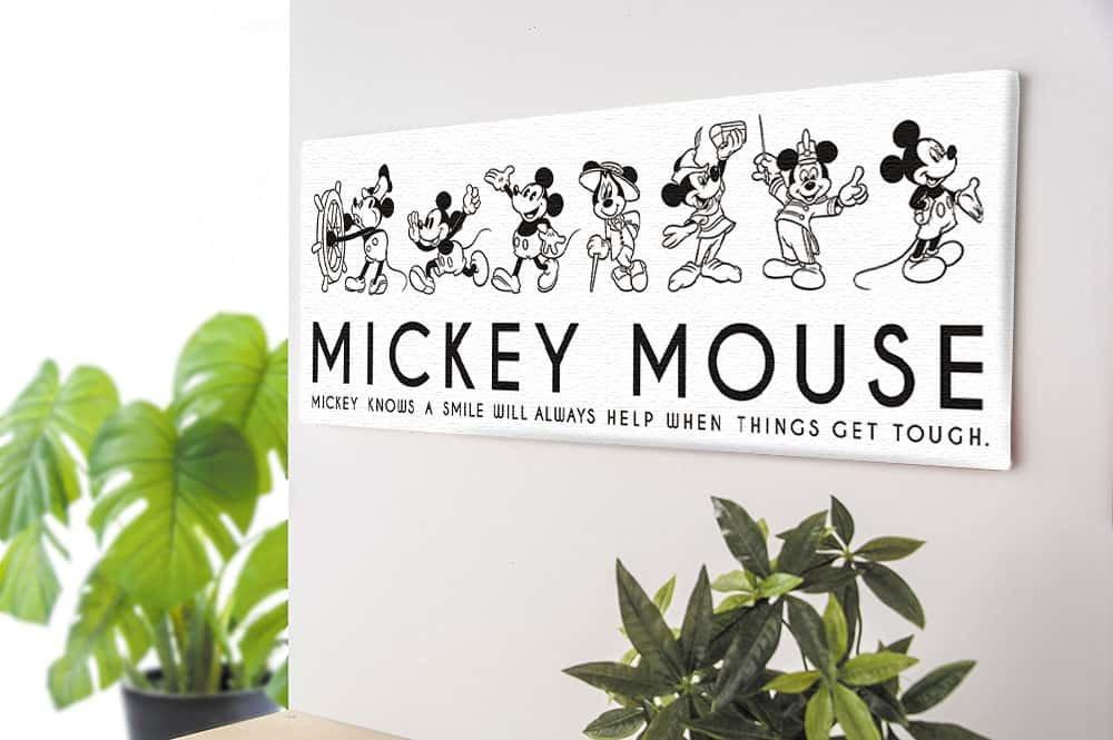 Disney Mickey Mouse Art Panel 30cm X Wide Size Made In Japan Poster Stylish Interior Makeover Living Room Interior Monochrome Simple Character Fabric