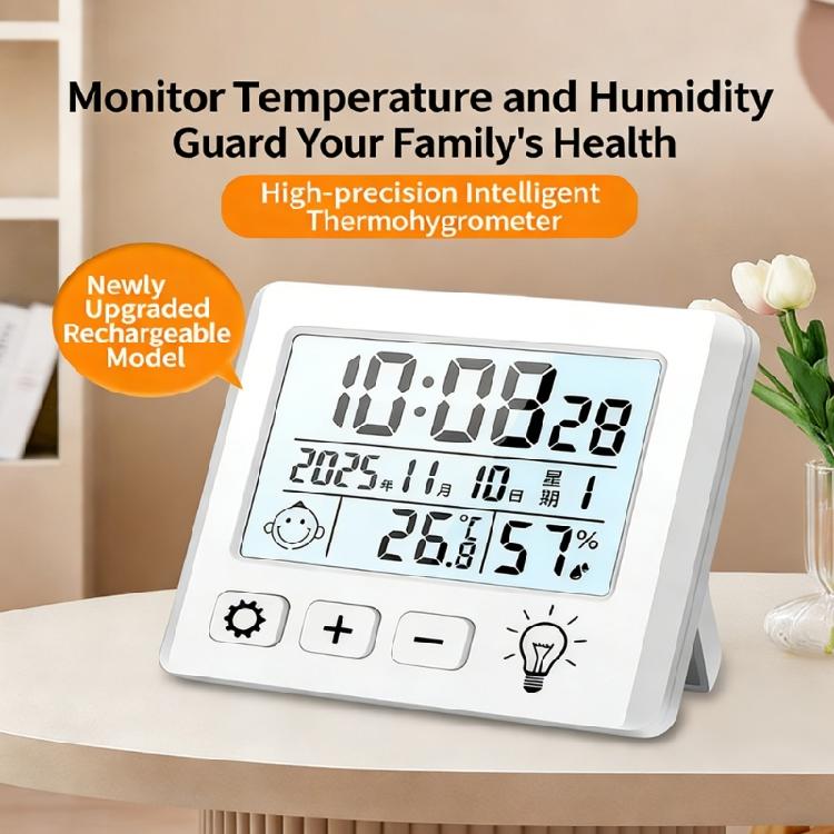 Магнитный термометр-гигрометр для помещений, детской комнаты, офиса, с дисплеем времени и даты