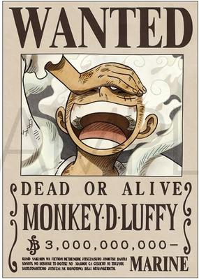 Плакат о розыске One Piece Луффи 3 миллиарда Официальный плакат о розыске ВМФ Официальный мерч