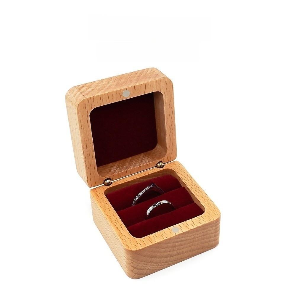 Simple Velvet Wood Rings Box Jewlery Storage Ring Earring Holder Retro Jewlery Organizer Ring
