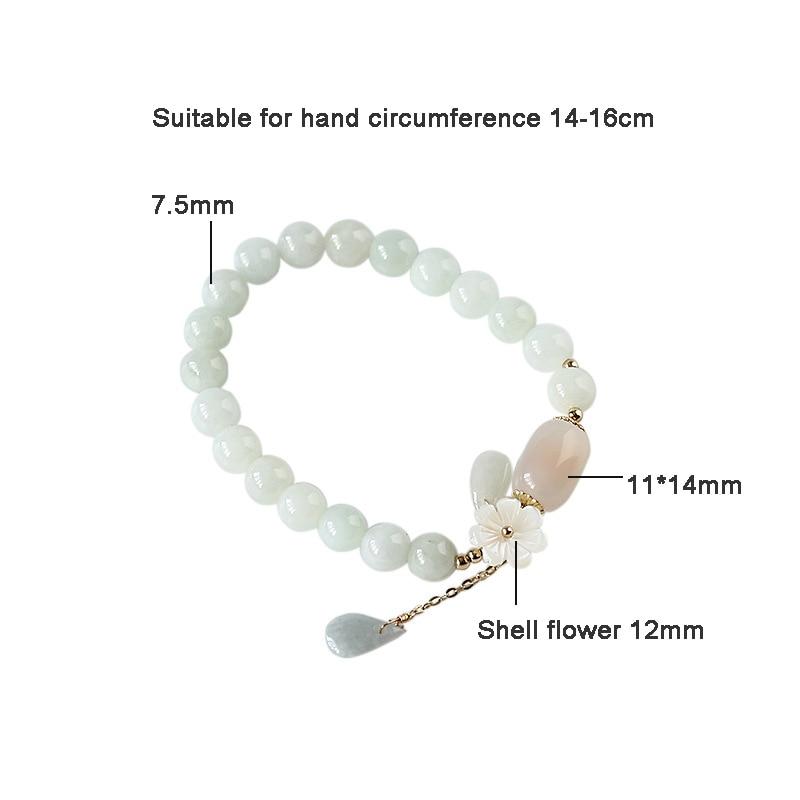 Flower Shape Shell Natural Jade Beads Waterdrop 14K Gold Filled Strand Bracelets for Women Fine Jewelry Accessories Gift