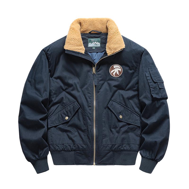 Мужская зимняя куртка Flight Cotton 2024 с воротником из овечьей шерсти, утолщенная, большого размера