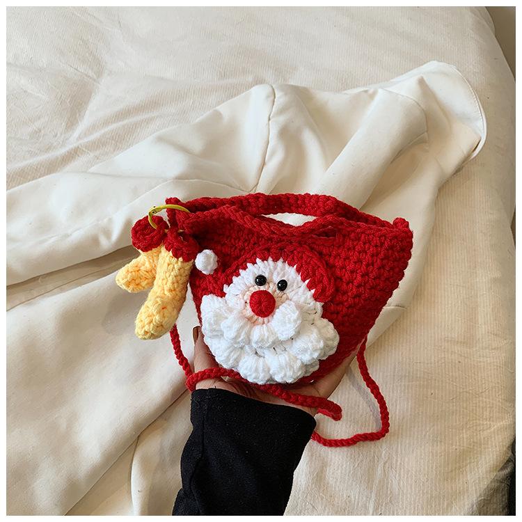 Новые модные мультяшные сумки через плечо 2025 года, рождественская вязаная крючком сумка ручной работы из пряжи, креативная сумка-мессенджер для мобильного телефона в форме Санта-Клауса, снеговика, тыквы