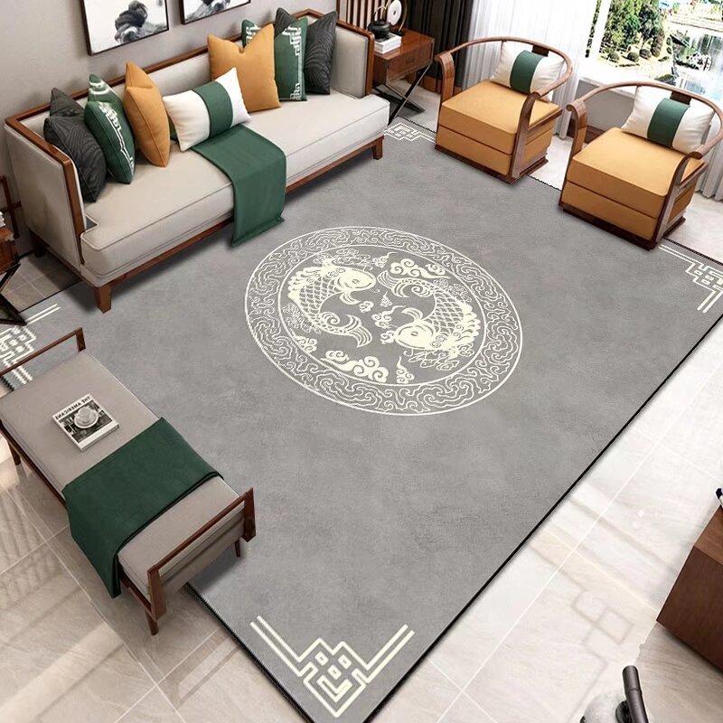 Chinese Style Living Room Rug with Flower Bird Painting Pattern Carpet Lounge Soft Carpet Waterproof Anti-slip Customizable