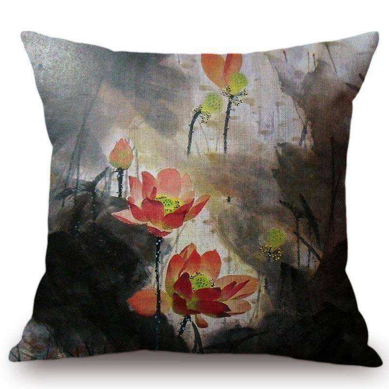 Китайский Ретро Живописный Стиль Классическая Девушка Лотос Чехлы для Подушек Офис Автомобиль Диван Кресло Домашнее Украшение Чехол для Подушки Наволочка