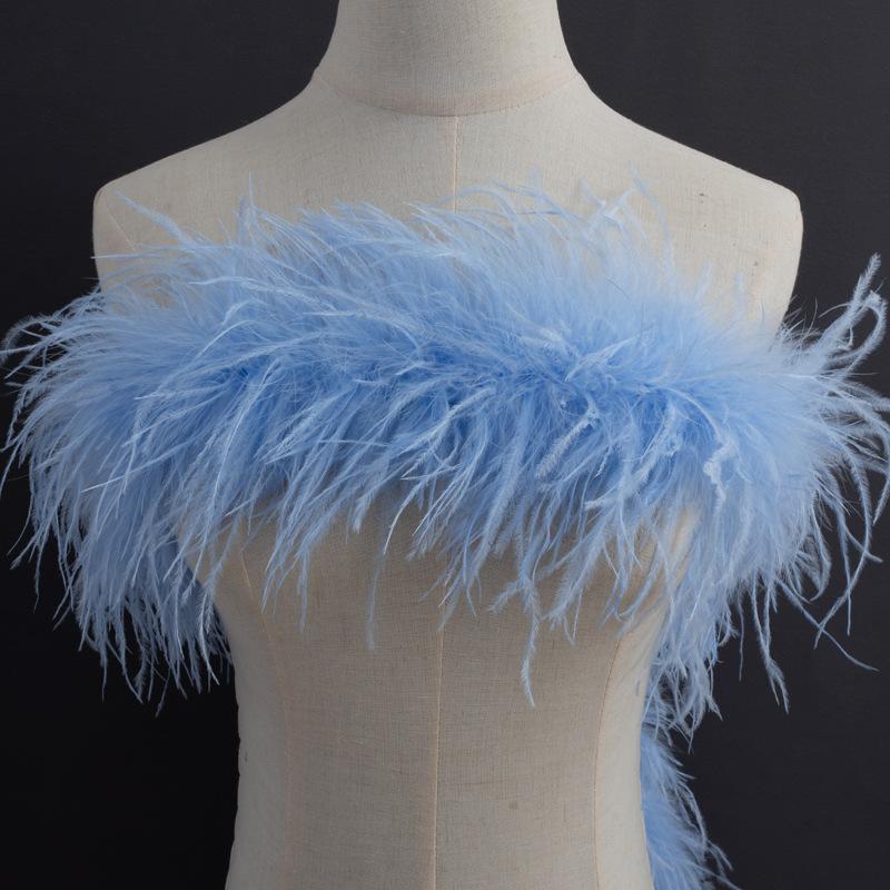 3 Layers Of Color Encryption Bold Ostrich Feather Strip Catwalk Latin Dance Dress Fashion Diy Handmade Clothing Accessories