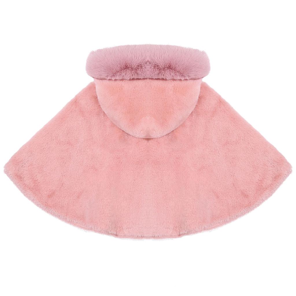 Накидки для маленьких девочек, шаль из искусственного меха, зимняя детская одежда принцессы для свадебной вечеринки, накидка с капюшоном, верхняя одежда, теплая куртка, пальто