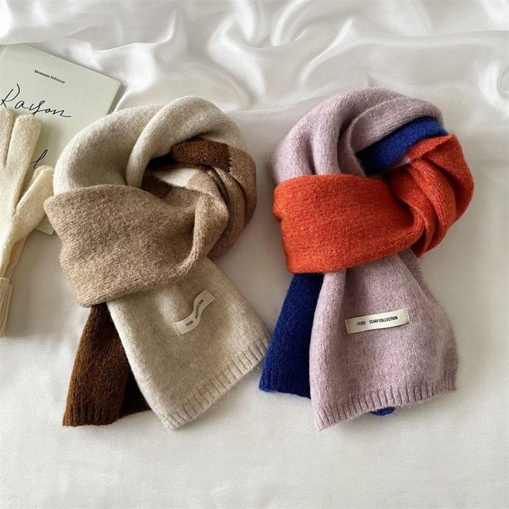 Striped Knitted Scarves Korean Style Neckerchief Shawl New Wool Scarf L Women