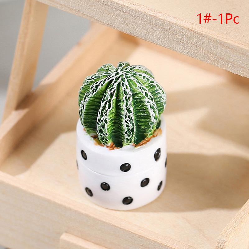 1Set 1:12 Dollhouse Miniature Succulent Plant Potted Cactu Landscape Home Decor
