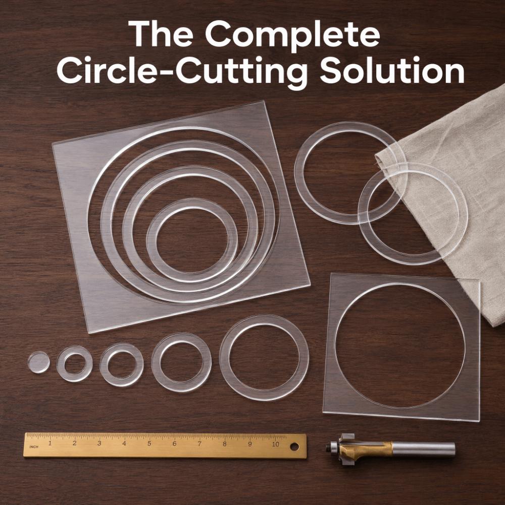 9Pcs Transparent Acrylic Router Template Set Tracing Guides Round/Square Ring Quilting Template Durable Reusable